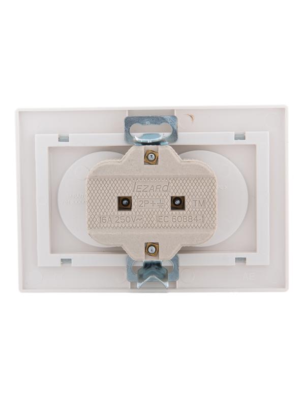 Розетка 2-м СП Mira 16А IP20 без заземл. с сер. вставкой керамика бел. LEZARD 701-0215-128