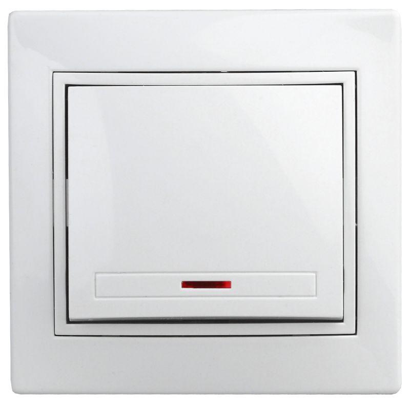 Выключатель одноклавишный Plano 10А IP20 1-102-01 250В с подсветкой белый Intro Б0027597