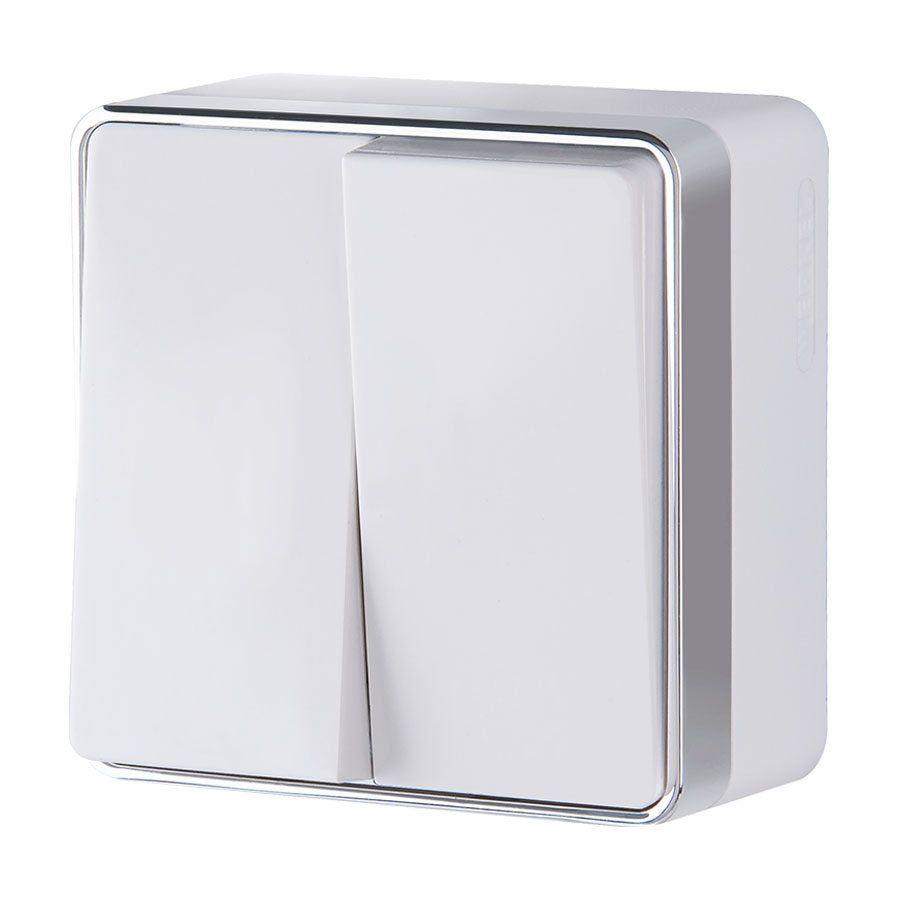 Выключатель  двухклавишный  Gallant белый W5020001