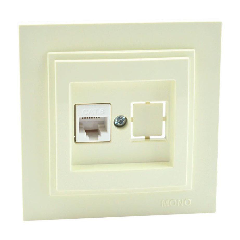 Розетка телефонная механизм Rj45 Cat3 Mono Electric Despina/ Larissa крем 500-001725-124