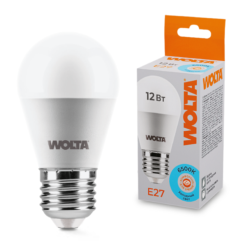 Светодиодная лампа WOLTA 25W45GL12E27 12Вт 6500K Е27