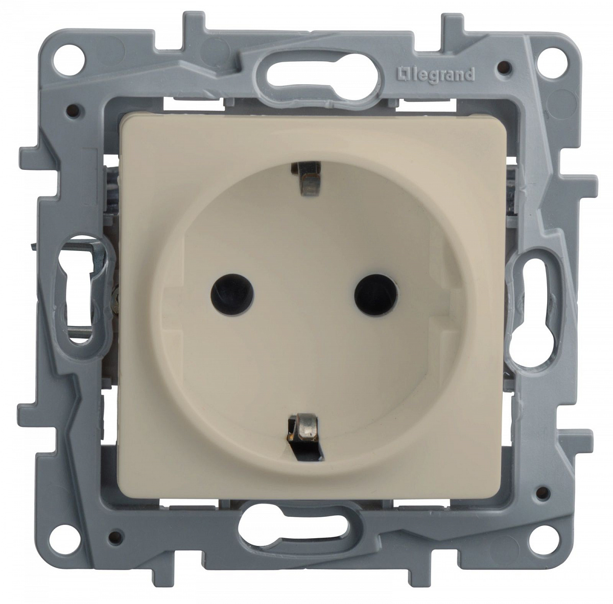 Розетка 2К+З со шторками - немецкий стандарт - винтовые зажимы - 16 А - 250 В~ - Etika - слоновая кость